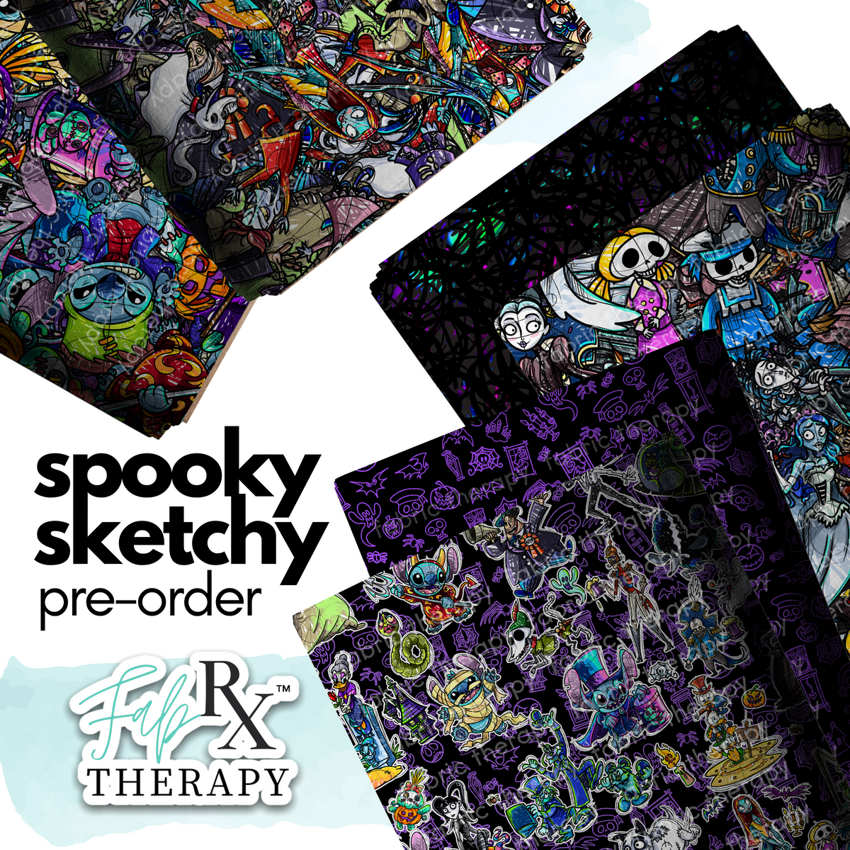 R22 - Spooky Sketchy Collection – Fabric Therapy