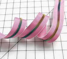 Load image into Gallery viewer, Pink Jacquard Zipper Tape - 5 Yard Bundle - Pink Charity Collection - RETAIL