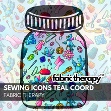 Load image into Gallery viewer, R24 - Sewing Icons Teal - Coord -  Pre-Order
