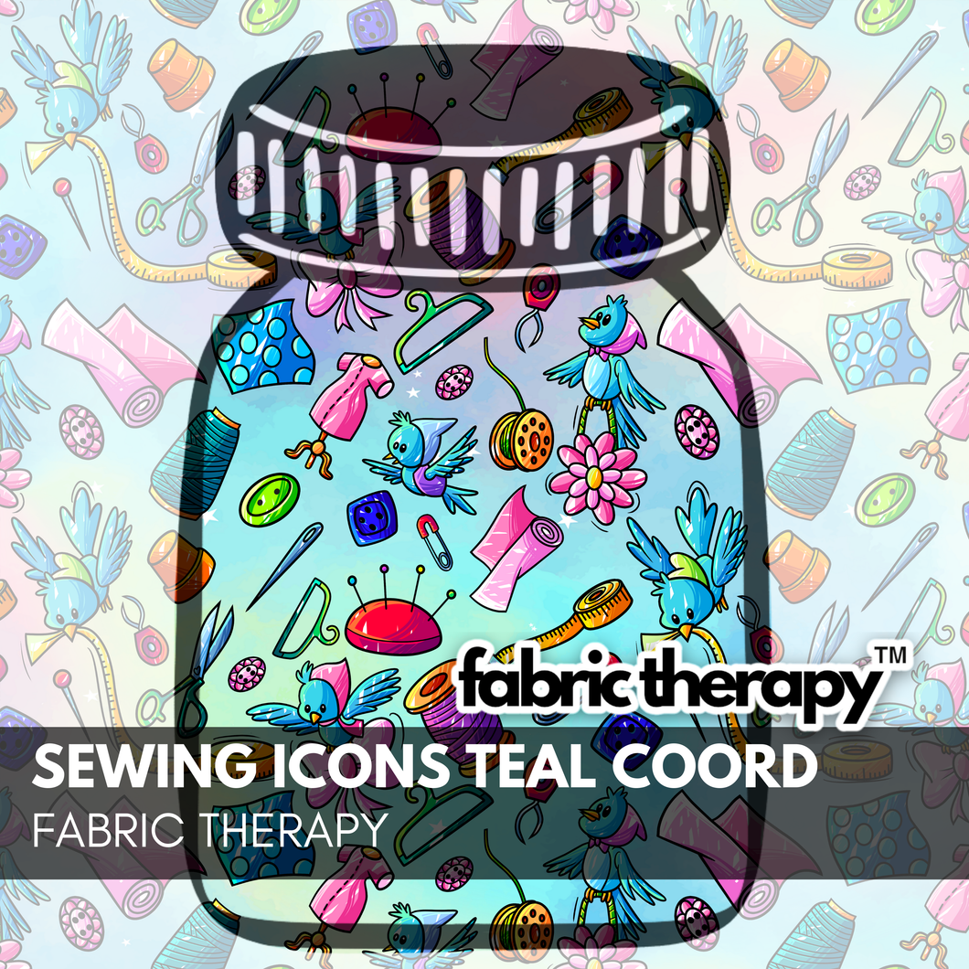 R24 - Sewing Icons Teal - Coord -  Pre-Order